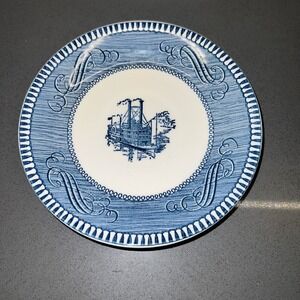 Vintage Currier and Ives Blue & White Steamboat 6" China Plate Saucer